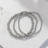 Faye - Women's Set of Three Metal Pearl Bracelets